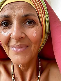 An elderly woman from Morocco still likes to have fun.