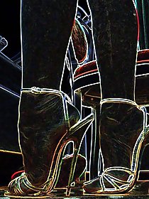 Luminous contours of legs heels and ass