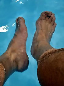 Relaxing at the poolside.