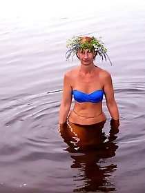 With a garland made of water